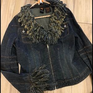 Vintage 1990’s Parasuco Fringed Lion’s Mane Denim Jacket